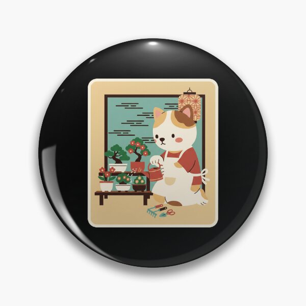 Item preview, Cute Gardening Cat Tending Tiny Bonsai in a Cozy Japanese-Inspired Room designed and sold by JordynLadukeg65.