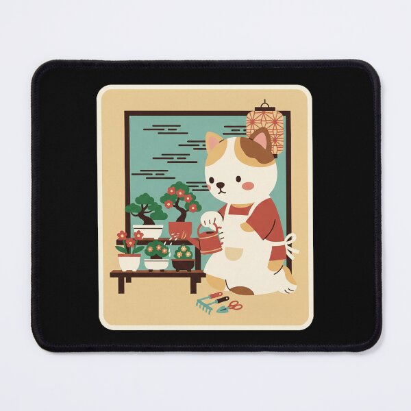 Item preview, Cute Gardening Cat Tending Tiny Bonsai in a Cozy Japanese-Inspired Room designed and sold by JordynLadukeg65.