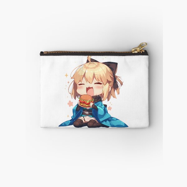 Item preview, Okita Souji Sakura Saber Fate Grand Order Chibi Burger Kawaii Blue Anime Girl designed and sold by earlobejerk.