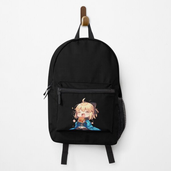 Item preview, Okita Souji Sakura Saber Fate Grand Order Chibi Burger Kawaii Blue Anime Girl designed and sold by earlobejerk.
