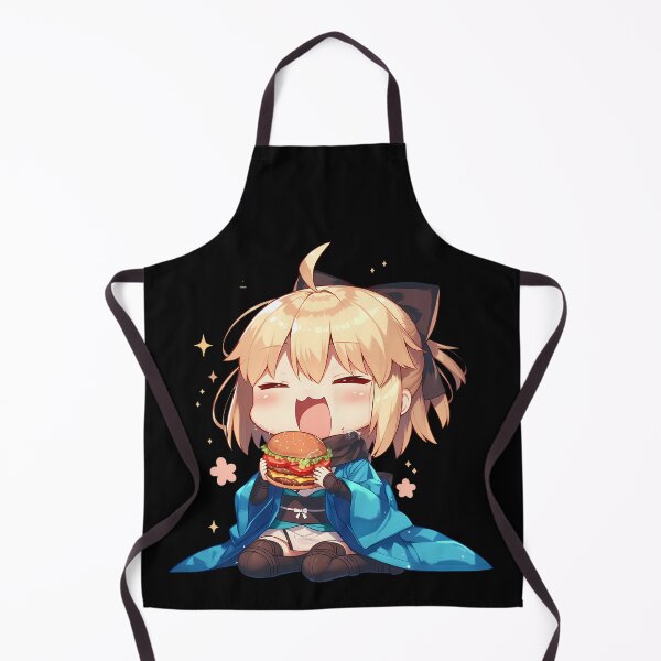Item preview, Okita Souji Sakura Saber Fate Grand Order Chibi Burger Kawaii Blue Anime Girl designed and sold by earlobejerk.