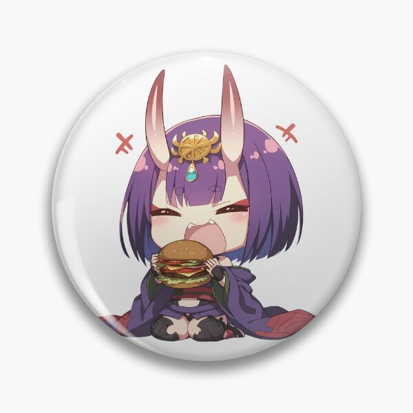 Item preview, Assassin Shuten Douji Fate Grand Order Chibi Kawaii Burger Purple Demon Anime Girl designed and sold by earlobejerk.