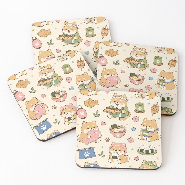 Item preview, Japanese Shiba Coffee Kawaii Pattern designed and sold by Soft Berry Studio.