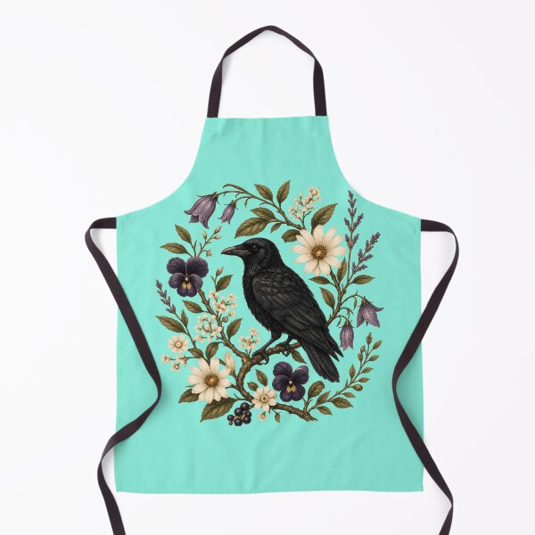 Item preview, Vintage Crow Botanical, Cottagecore Raven, Dark Academia Nature, Witchy Floral Bird designed and sold by NoThoughtsCat.
