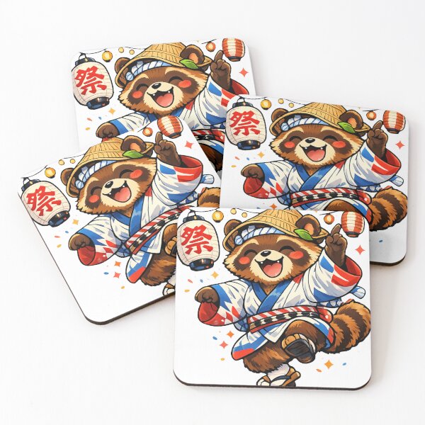 Item preview, Happy Awa Odori Tanuki Sticker – Cute Japanese Festival Raccoon Dog Dancing at Summer Matsuri designed and sold by kawaii animal store (in Japan).