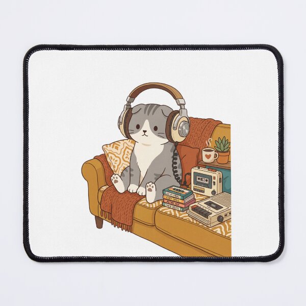 Item preview, Scottish Fold LoFi Cafe Cassette Tape Cat designed and sold by PictoVibe.