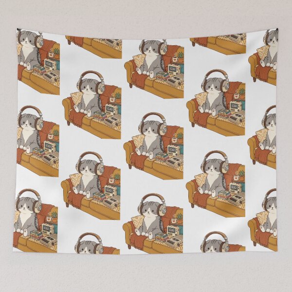 Item preview, Scottish Fold LoFi Cafe Cassette Tape Cat designed and sold by PictoVibe.