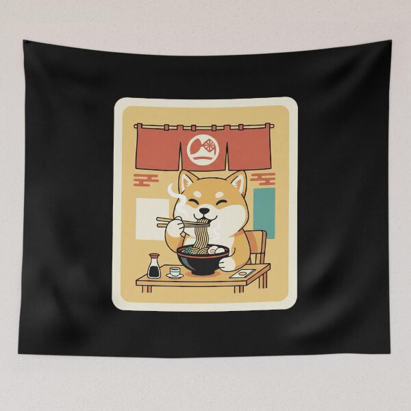 Item preview, Happy Shiba Inu Enjoying Ramen in a Cozy Noodle Shop designed and sold by JordynLadukeg65.