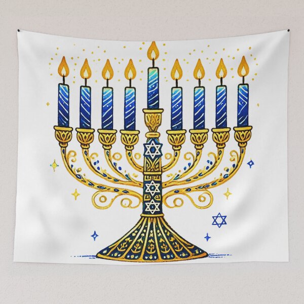 Aperçu de l'œuvre Menorah de Hanoukka avec bougies vibrantes créée et vendue par DEC02.