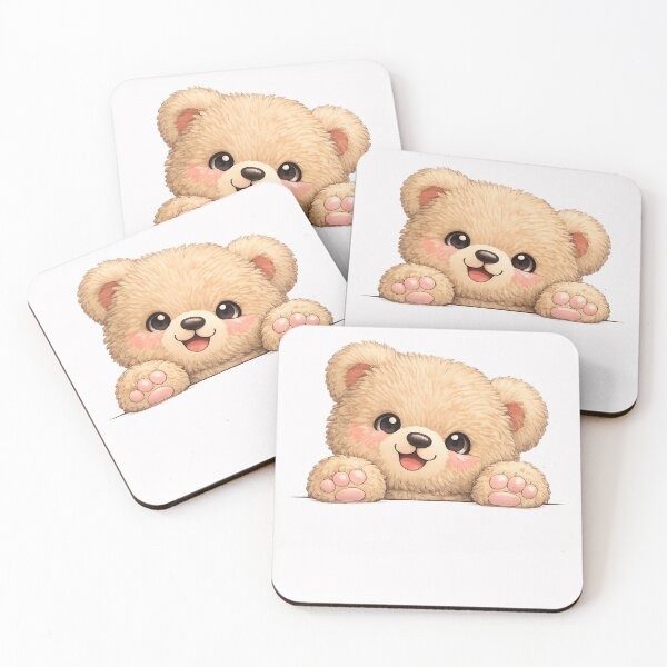 Item preview, Cute Teddy Bear Peeking Over Edge | Kawaii Curious Bear Sticker Design designed and sold by StickerBloom-4U.
