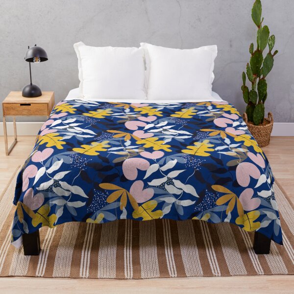 Item preview, Tropical Leaves Seamless Pattern – Navy Blue Bold Botanical Design, Modern Jungle Foliage, Abstract Leaf Print designed and sold by 555Design.