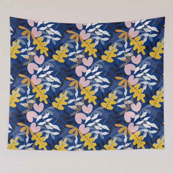 Item preview, Tropical Leaves Seamless Pattern – Navy Blue Bold Botanical Design, Modern Jungle Foliage, Abstract Leaf Print designed and sold by 555Design.