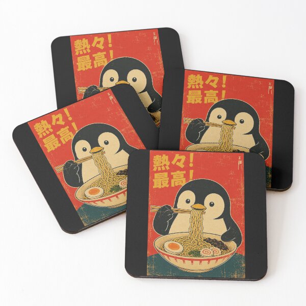Item preview, Retro Penguin Enjoying Ramen in Vintage Japanese Poster Style designed and sold by ferminhays.