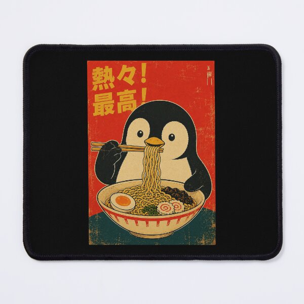 Item preview, Retro Penguin Enjoying Ramen in Vintage Japanese Poster Style designed and sold by ferminhays.