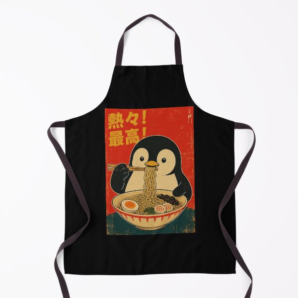 Item preview, Retro Penguin Enjoying Ramen in Vintage Japanese Poster Style designed and sold by ferminhays.