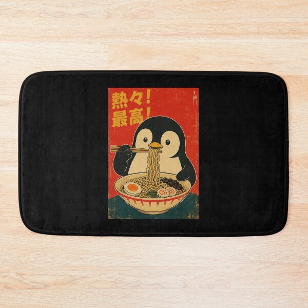 Item preview, Retro Penguin Enjoying Ramen in Vintage Japanese Poster Style designed and sold by ferminhays.