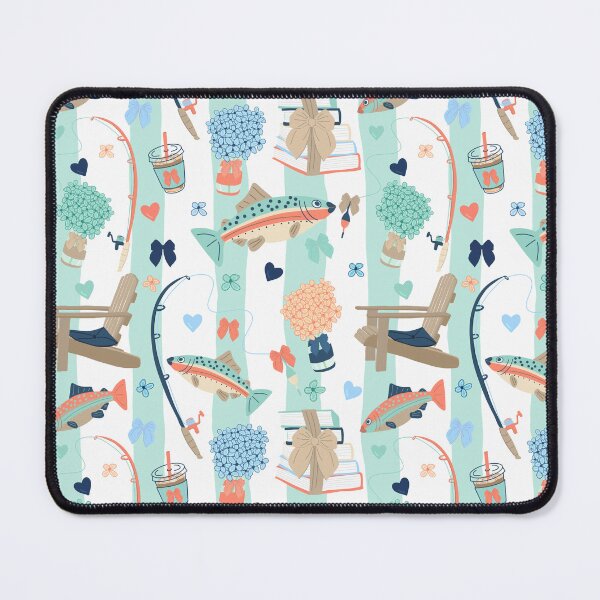 Item preview, Coastal Fishing Pattern with Trout Books Hydrangeas and Dockside Reading designed and sold by HaileesHollow.