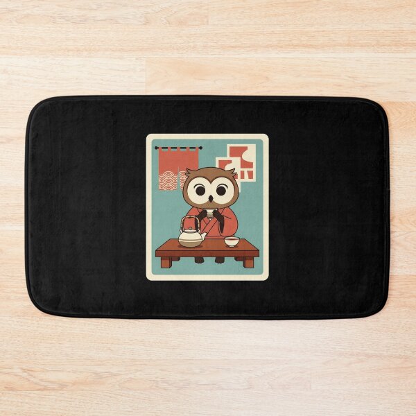 Item preview, Cozy Owl Tea Time Illustration with Warm Retro Japanese Inspired Decor designed and sold by JordynLadukeg65.