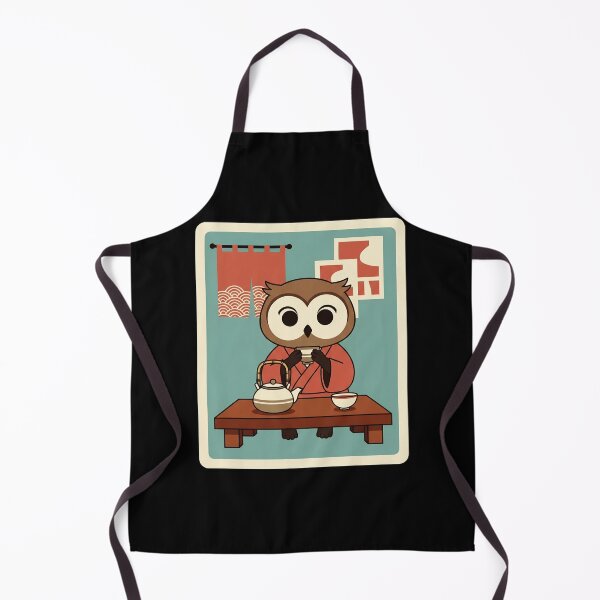 Item preview, Cozy Owl Tea Time Illustration with Warm Retro Japanese Inspired Decor designed and sold by JordynLadukeg65.