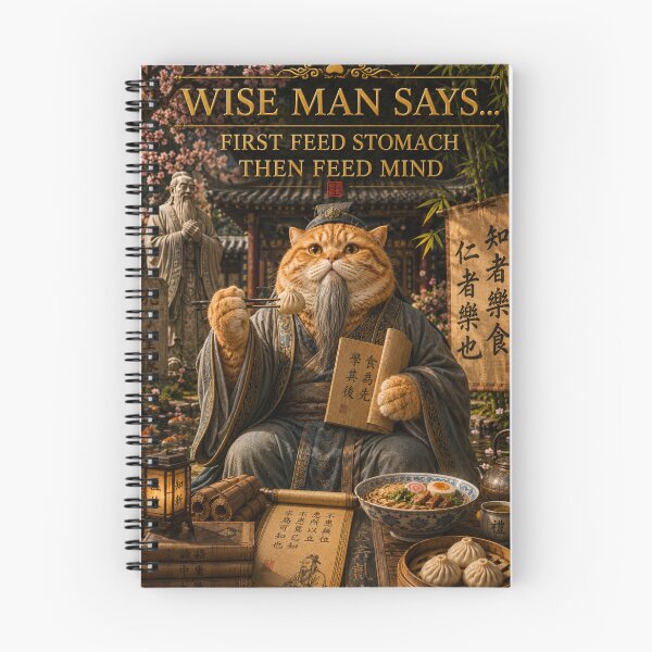 Item preview, Wise Man Says First Feed Stomach Then Feed Mind Confucius Cat Gingerboi Daydreamscapes designed and sold by Mindworx21.