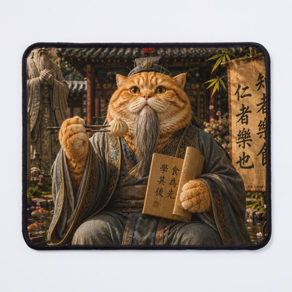 Item preview, Wise Man Says First Feed Stomach Then Feed Mind Confucius Cat Gingerboi Daydreamscapes designed and sold by Mindworx21.