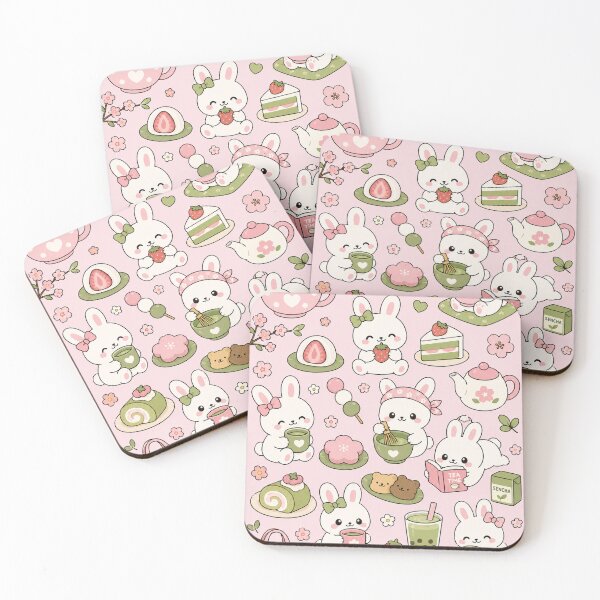 Item preview, Cute Bunny Tea Party Kawaii Pattern designed and sold by Soft Berry Studio.
