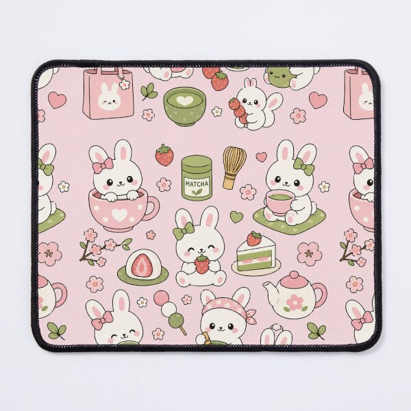 Item preview, Cute Bunny Tea Party Kawaii Pattern designed and sold by Soft Berry Studio.