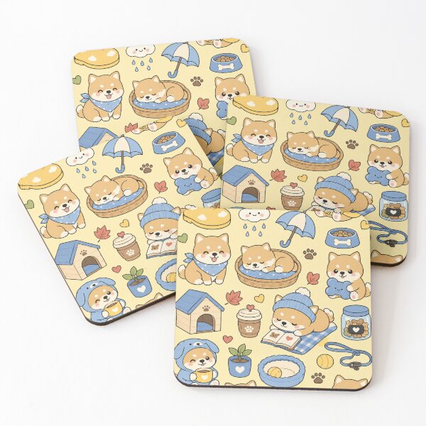 Item preview, Cute Rainy Day Shiba Kawaii Pattern designed and sold by Soft Berry Studio.