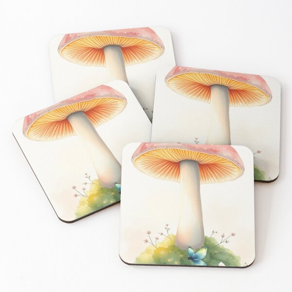 Item preview, Cottagecore Watercolor Mushroom and Butterfly Art designed and sold by Vida e Arte.