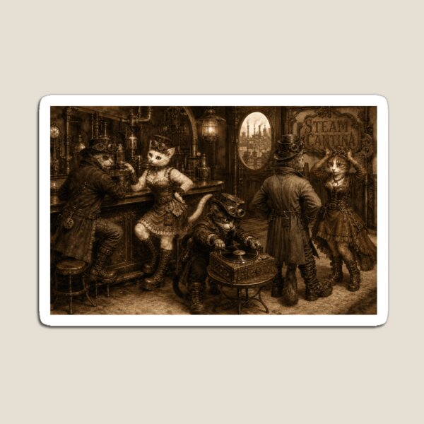 Item preview,  EVERMORE966, VENI VIDI VICI- STEAMPUNK CATS, THE STEAM CANTINA, DANCING,DINING, RECORD SCRATCH PUNK designed and sold by V3GFX.