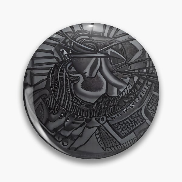 Item preview, Dark Masked Face Ring Seal Wire Crown Biomechanical Surreal Abstract Art designed and sold by YugenWorkshop.