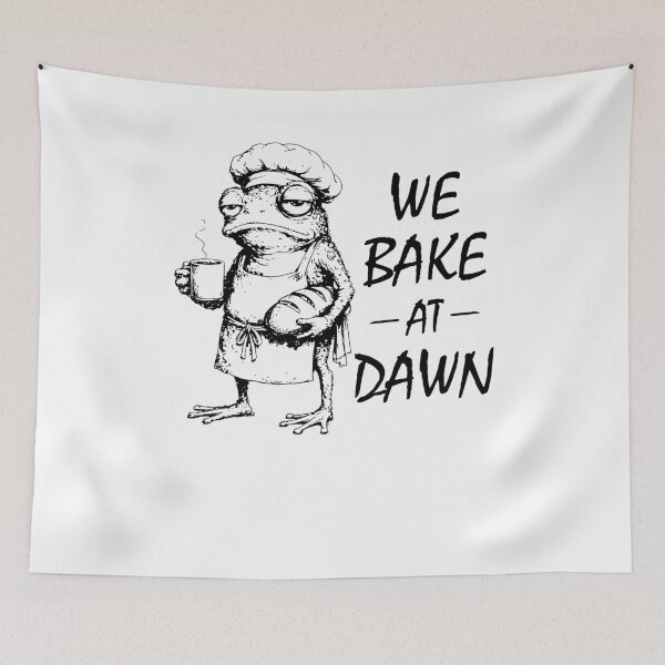 Item preview, We Bake at Dawn Frog Meme designed and sold by suhairee-studio.