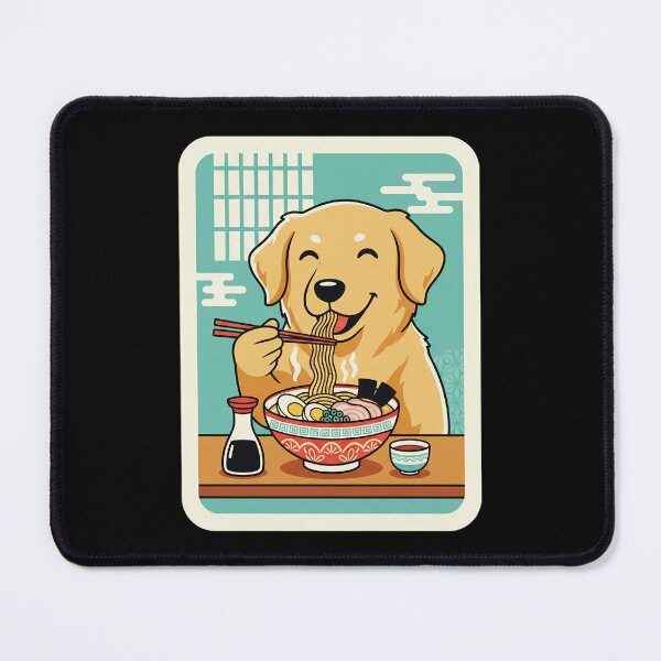 Item preview, Happy Golden Dog Enjoying Ramen in a Cozy Retro Japanese Style designed and sold by JordynLadukeg65.
