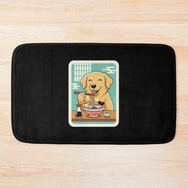 Item preview, Happy Golden Dog Enjoying Ramen in a Cozy Retro Japanese Style designed and sold by JordynLadukeg65.