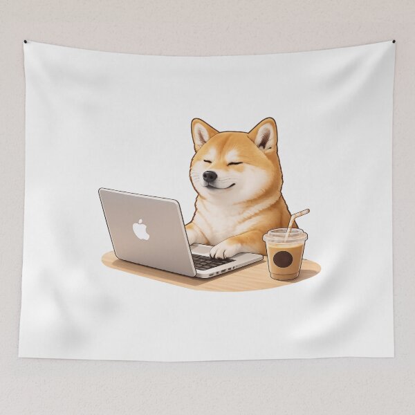 Item preview, Shiba Inu Working On Laptop designed and sold by HoloHugDesigns.