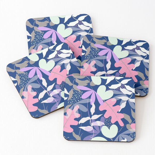 Item preview, Tropical Leaves Seamless Pattern – Navy Blue Pastel Botanical Design, Modern Jungle Foliage, Abstract Leaf Print designed and sold by 555Design.