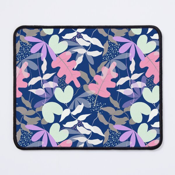 Item preview, Tropical Leaves Seamless Pattern – Navy Blue Pastel Botanical Design, Modern Jungle Foliage, Abstract Leaf Print designed and sold by 555Design.