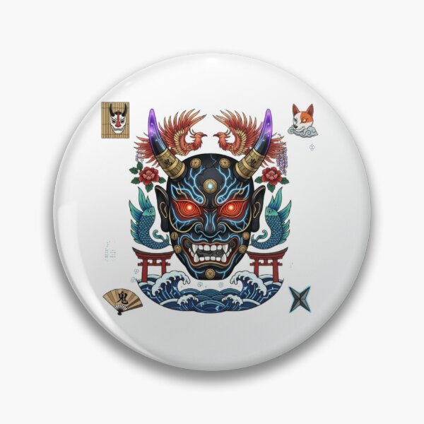 Item preview, Japanese Oni Mask Shirt designed and sold by PixelStyle Studio.