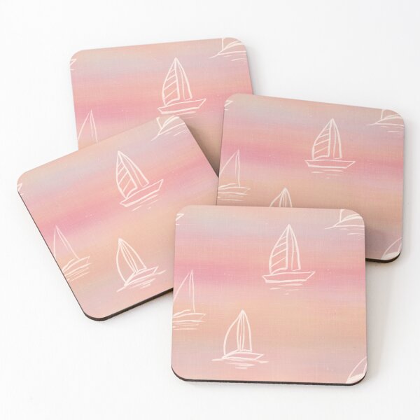 Item preview, Sunset cruise sailboats on colorful Ombre dreamy summer sunset gradient  designed and sold by PrettywithColor.