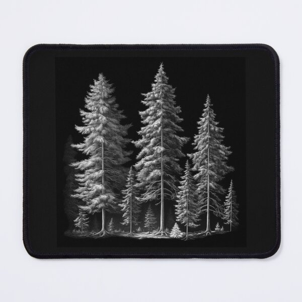 Item preview, Black and White Pine Tree Forest Botanical Art designed and sold by inkoutninja.