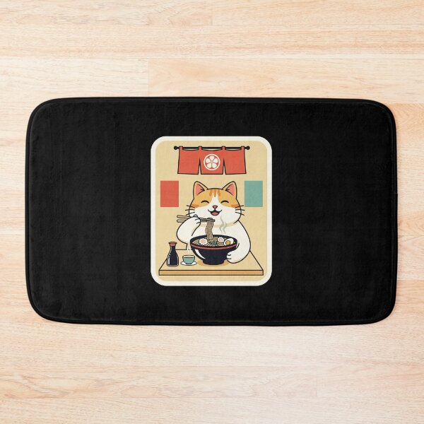 Item preview, Happy Kawaii Cat Enjoying Steaming Ramen in a Cozy Japanese Noodle Shop designed and sold by JordynLadukeg65.