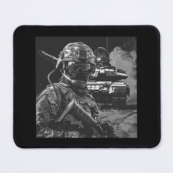 Item preview, Black and White Tactical Soldier with Battle Tank Art designed and sold by inkoutninja.
