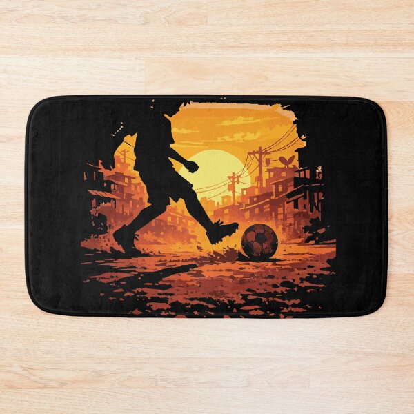 Item preview, Street Football Dream — Boy Silhouette Sunset Favela Soccer Cinematic Wall Art Poster designed and sold by InkSpireSport.