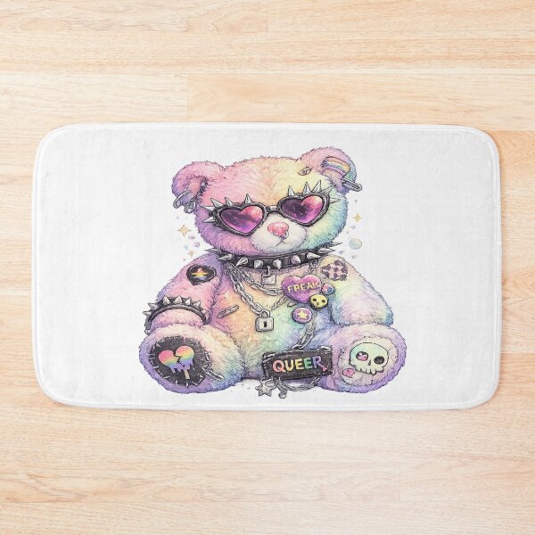 Item preview, Queer Punk Teddy Bear Pride Sticker | Goth Alternative LGBTQ Rainbow Bear Gift designed and sold by ArtByTripti.
