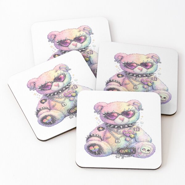 Item preview, Queer Punk Teddy Bear Pride Sticker | Goth Alternative LGBTQ Rainbow Bear Gift designed and sold by ArtByTripti.