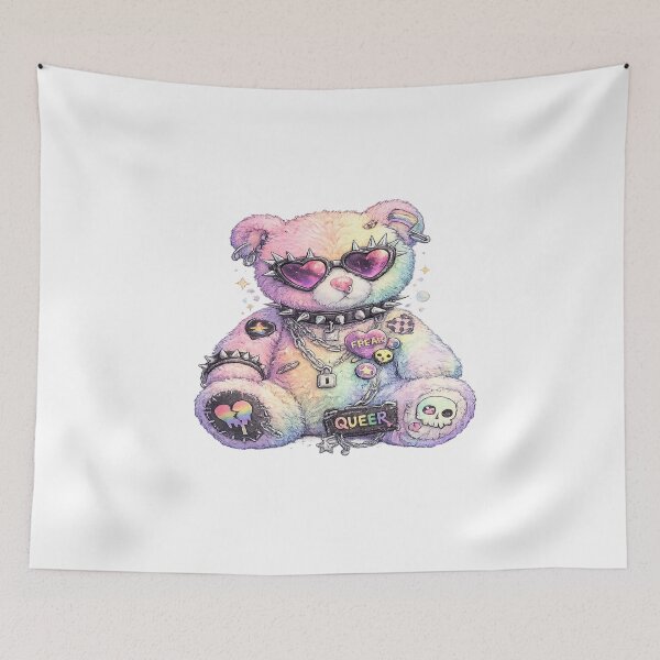 Item preview, Queer Punk Teddy Bear Pride Sticker | Goth Alternative LGBTQ Rainbow Bear Gift designed and sold by ArtByTripti.