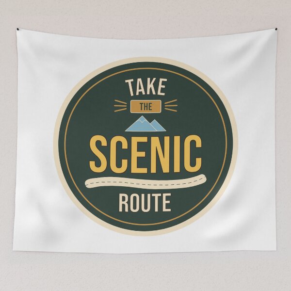 Item preview, Take The Scenic Route Vintage Travel Badge designed and sold by ArtsyExplorer.