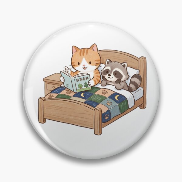 Item preview, Bedtime Storybook - Cute Cat and Raccoon Friends designed and sold by TaiwanMemory.