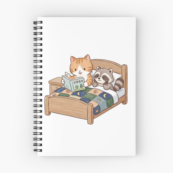 Item preview, Bedtime Storybook - Cute Cat and Raccoon Friends designed and sold by TaiwanMemory.
