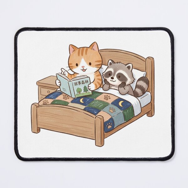 Item preview, Bedtime Storybook - Cute Cat and Raccoon Friends designed and sold by TaiwanMemory.